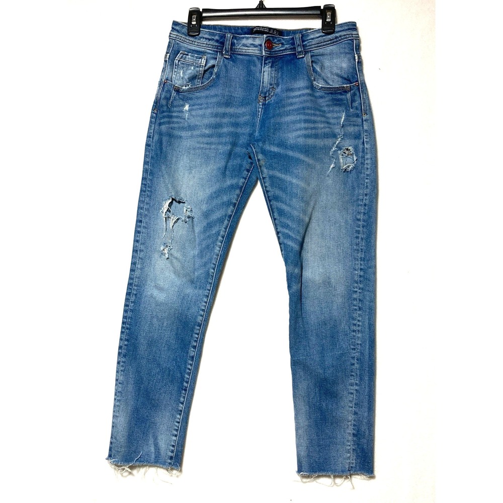 Zara Basic Jeans Z1975 Women Size 4 Slim Leg Slim 31 x 28 medium unhemmed Ankle